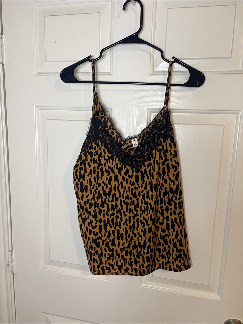 Leopard Print Lace-Trim Cami Tank Top - Brown/Black
